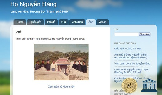 TRANG HỌ NGUYỄN ĐĂNG - AN HÒA, HƯƠNG TRÀ, HUẾ