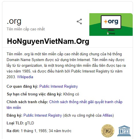 Org là đuôi tên miền viết tắt của từ Tổ Chức Cộng Đồng