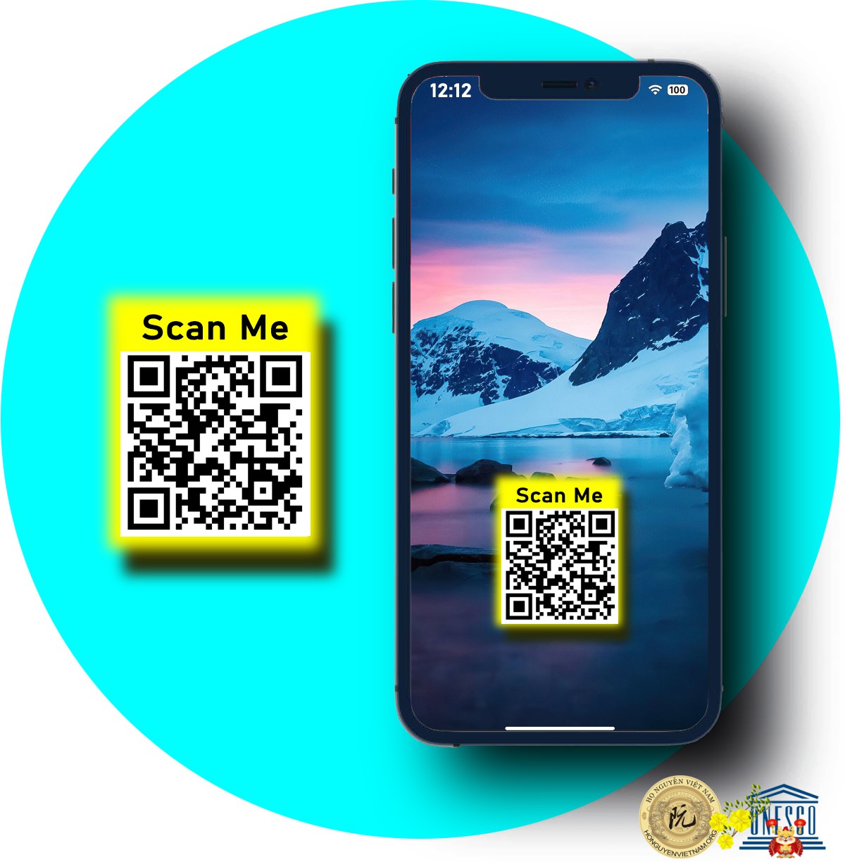 Hình nền điện thoại có QR code danh thiếp điện tử
